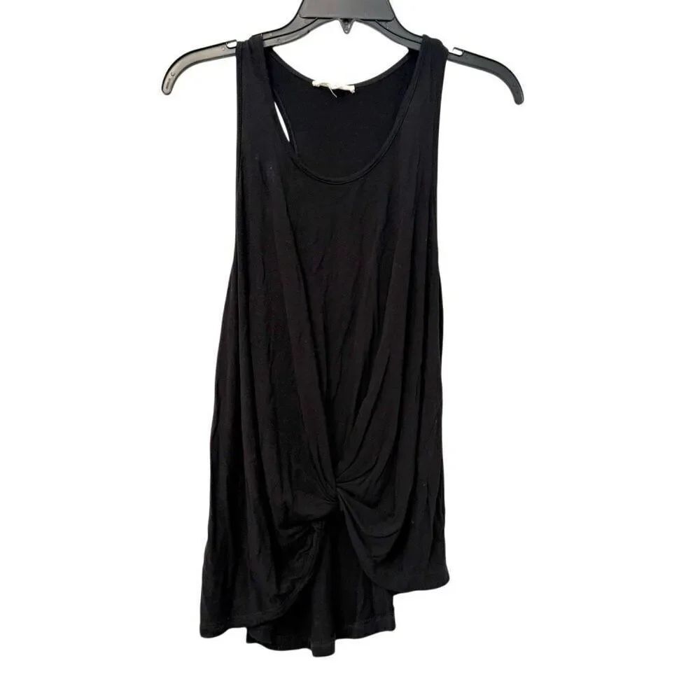 Wasabi + Mint Scoop Neck Twist Front Racerback Tank Top Black Small